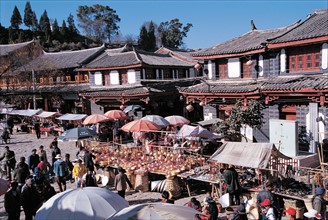 A fair at Sifang street of Lijiang city,Yunnan,China