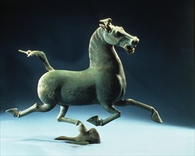 A copper running horse from East Han Dynasty,Gansu Province,China