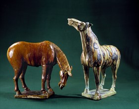 Horses,the three colored pottery from Princess Yongtai's Tomb,Shaanxi Province,China