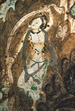 A fresco at Kizil Thousand Buddha Caves,Baicheng,Sinkiang Province,China