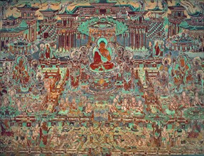 A fresco at Cave 217,Mogao Grottoes,Dunhuang,Gansu Province,China