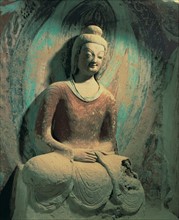 A Buddha statue at Cave 259,Mogao Grottoes,Dunhuang,Gansu Province,China