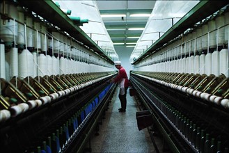 A woman working in a factory of textile industry in China