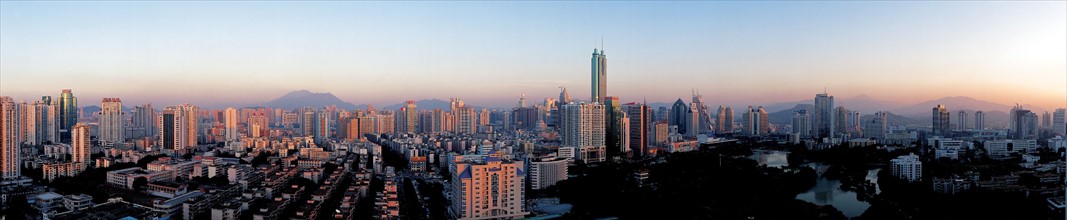 A panoramic shoot of cityscape of Luohu District,Shenzhen,China