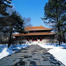The snowscape of the Confucius Temple of Harbin,China