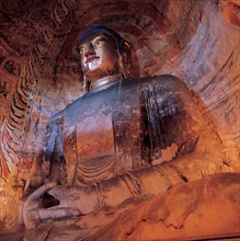 A statue of Buddha at Yungang Grotto,Datong,Shanxi Province,China