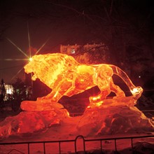 A lion ice sculpture,Harbin,China
