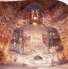 A statue of Buddha at Yungang Grotto,Datong,Shanxi Province,China