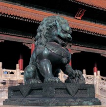 A bronze lion at the Forbidden City,Beijing,China
