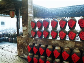 Wine jars of a wine shop at Wuzhen,Zhejiang Province,China