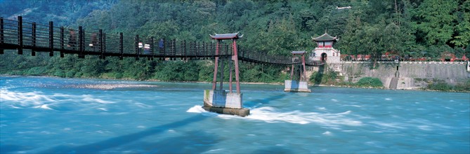 The Anlan Bridge of Dujiang Weir,Chengdu,Sichuan Province,China