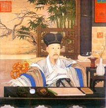 painting of emperor Qianlong reading books, Qing Dynasty