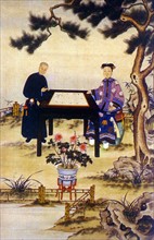 Painting of Empress Cixi playing chess,Qing Dynasty