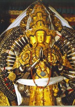 Gilded Avalokitesvara with thousand eyes and thousand hands in Shushengsanjie Hall,Potala Palace,Tibet,China