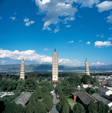 Three Pagodas in Chongsheng temple in Dali,Yunnan,China