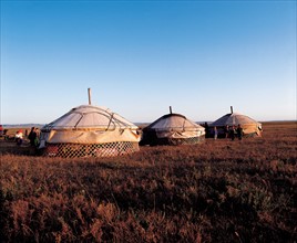 Mongolian tents on the grassland of Inner Mongolia,China