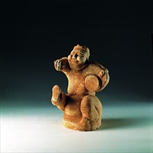 Painted pottery performing figure,Eastern Han Dynasty,China