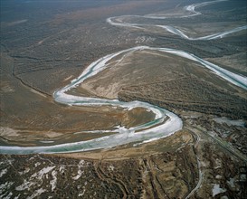 Aerial view of Tarim river, Xinjiang,China