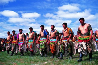 Wrestlers in Nadamu Festival, Xilinhaote,Inner Mongolia,China