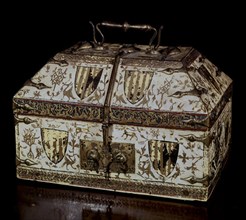 Wooden Casket Encrusted with Marble