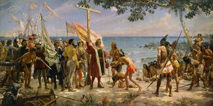 Garnelo y Alda, Premier hommage à Colomb, 12 octobre 1492