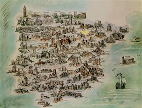 Chueca-Goitia, Carte des châteaux et forteresses de la péninsule Ibérique