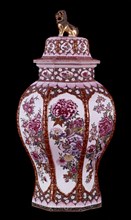 Chinese flowered earthenware jar