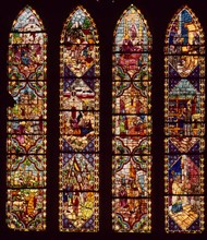 Stained-glass window of the transept in the cathderal of Leon