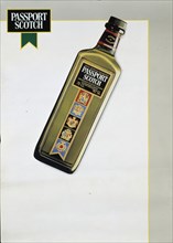 Affiche de publicité pour le whisky-passport scotch