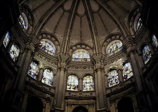 Granada cathedral's stained-glass windows and dome