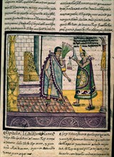 Duran, Moctezuma accepting a crown from a Prince