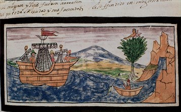 Duran, Les sentinelles de Moctezuma observent les navires de Grijalva