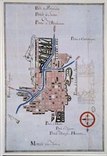 Plan de la ville de Guamanga au Pérou