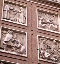 Relief on the facade of Saint Rita church in Madrid