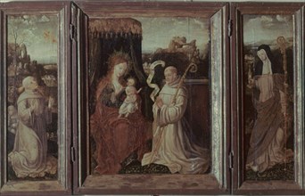 Anonymus, Triptych with the vision of Saint Bernard, Saint Francis and the Virgin