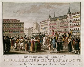 Zacarias Velazquez, Ferdinand VII proclamé roi sur la Plaza Mayor