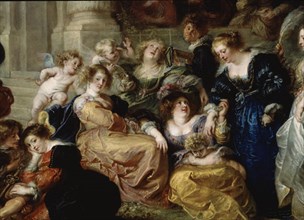 Rubens, Le jardin de l'Amour - Détail: Dames assises et joueur de luth