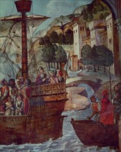 Borgoña, Chapelle mozarabe, détail du débarquement de Cisneros à Oran