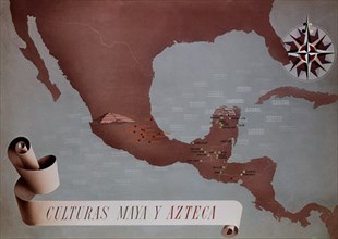 Cartes des cultures maya et aztèque
