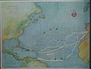 Map of Columbus' voyages