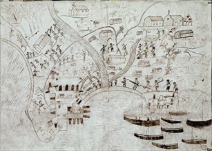 PLANO-ATAQUE Y  DEFENSA DE UNA CIUDAD COLONIAL ABIERTA- SANTO TOME (1637)
SEVILLA, ARCHIVO