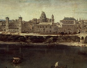 Mazo, View of Saragossa - Detail from the opposite bank with royal suite