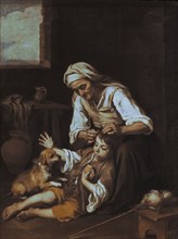 Murillo, Vieille femme cherchant les poux à un enfant