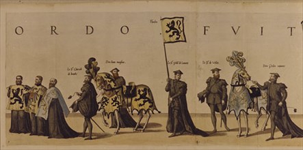 Procession of Spanish and Flemish noblemen during the funeral of Charles V