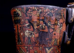 Pre-Columbian Kero (jar)
Detail of a war scene