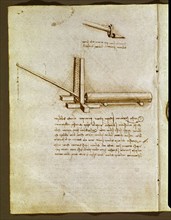 VINCI LEONARDO 1452/1519
PAGINA CON DIBUJO DE UNA MAQUINA
MADRID, BIBLIOTECA
