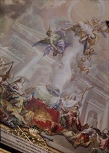 LOPEZ VICENTE 1772/1850
CARLOS III OFRECE LA ORDEN - DET DE TECHO
MADRID, PALACIO
