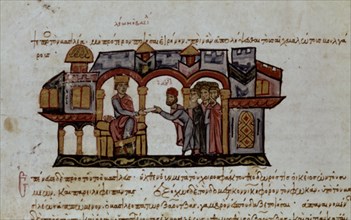 Skylitzes, Leon VI with a Bulgarian delegation
