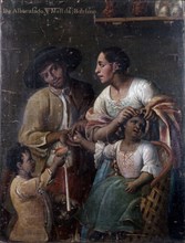 CABRERA MIGUEL 1695/1768
MESTIZAJE - DE ALBARAZADO Y MESTIZA : BARZINO - MEXICO - 1763-PINTURA