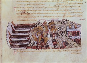Skylitzès, Byzantins et Arabes débarquant en Sicile